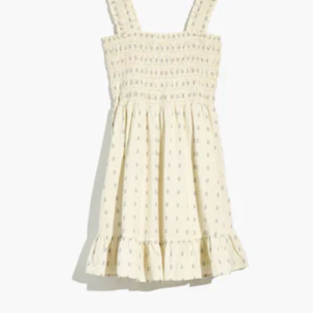 Madewell Lucie Smocked Tank Mini in Ikat Swiss Dot print NWOT Size XL